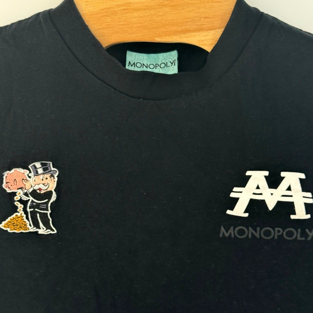 Shoe Palace x Monopoly Mens Black Graphic T-Shirt Medium Jail Rich Pennybags